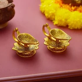 Pack of 2 Metal Diyas for Pooja